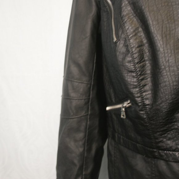 Synthetic Leather Bomber Jacket - Picture 3 of 6